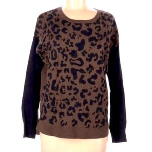 Apt. 9 sz XL brown & black cheetah print long sleeve crew neck pullover sweater